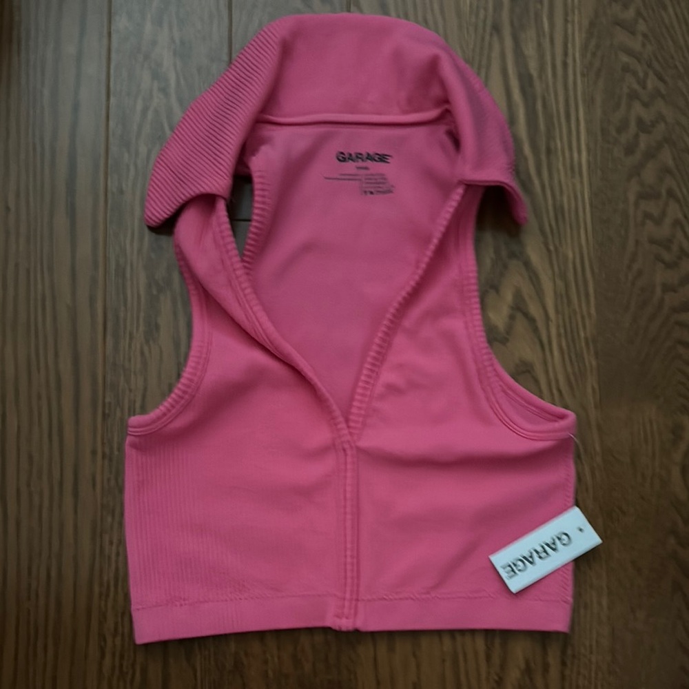 Garage Bright Pink Ribbed Crop Tank Top